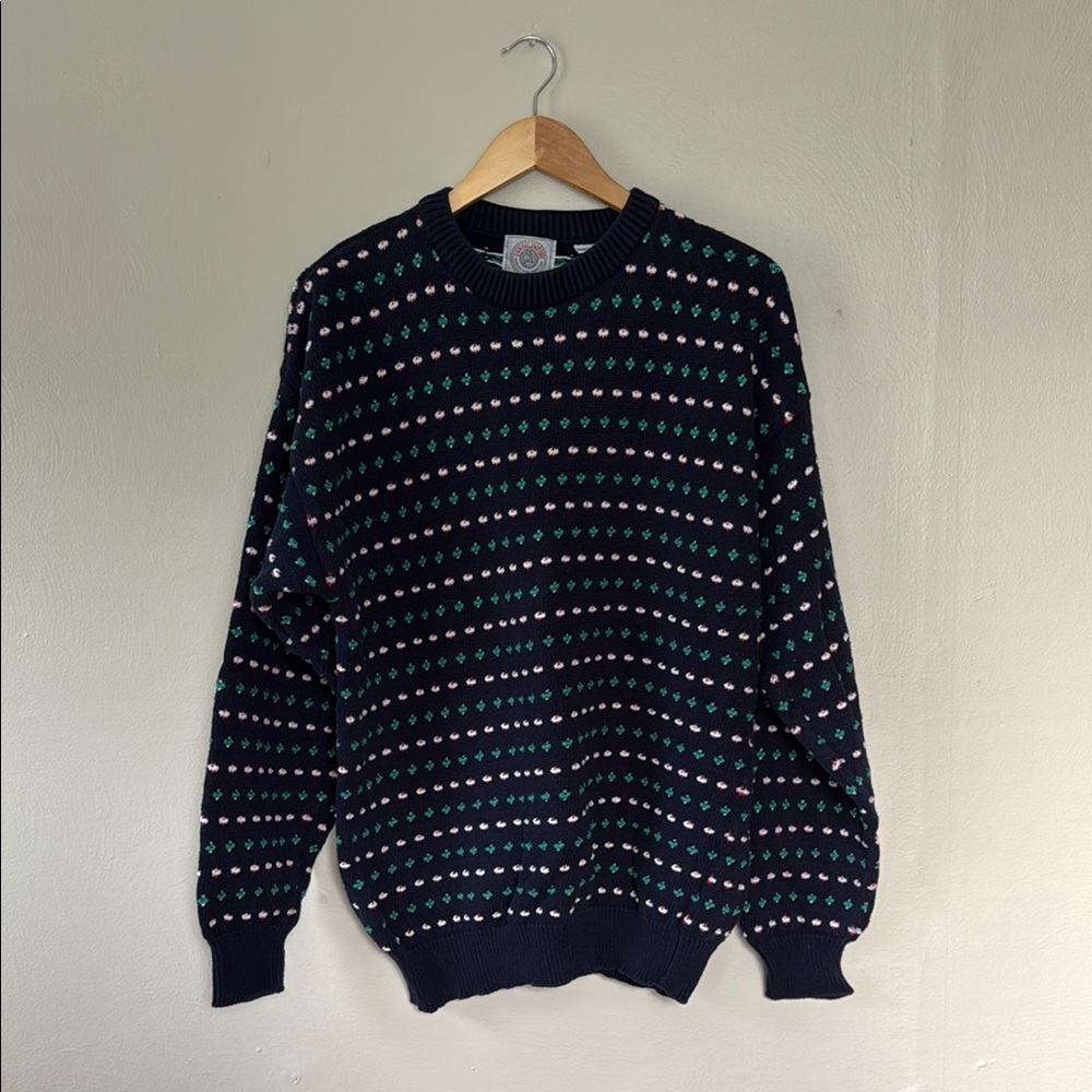 Cape Isle Knitters Men's Navy Patterned Sweater XL